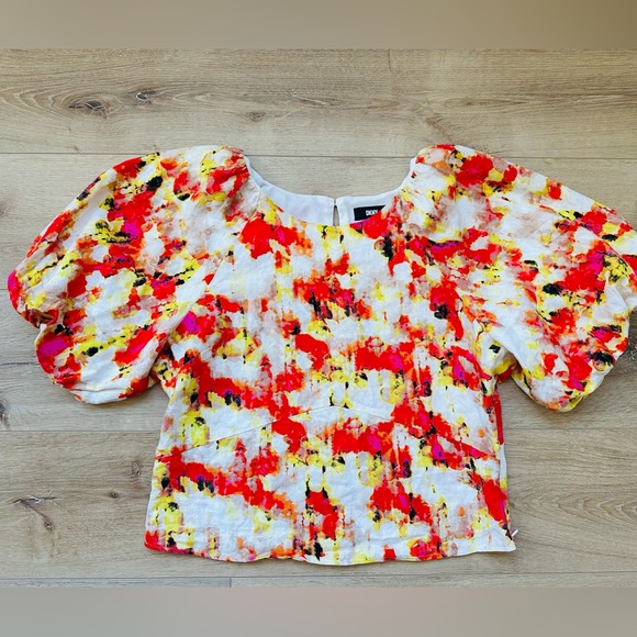 Dkny Puff Sleeve linen Blouse M - Picture 2 of 10